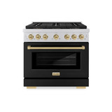 ZLINE Autograph Edition 36-Inch 5.2 cu. ft. Paramount Gas Range with 6 Burner DuoPro™ Cooktop and Convection Gas Oven with Black Matte Door and Champagne Bronze Accents (PSGRZ-BLM-36-CB)