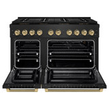 ZLINE Autograph 48-Inch Paramount DuoPro Gas Range in Black Stainless Steel with Champagne Bronze Helix Handles (PSGRBZ-48-KCB)