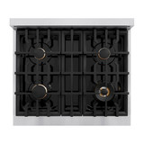 ZLINE 5-Piece Appliance Package - 30-Inch Dual Fuel Range, Hood, Refrigerator, Dishwasher, and Microwave Drawer in Stainless Steel with Matte Black Accents