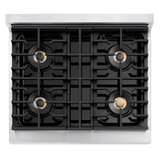 ZLINE Autograph Edition 30-Inch 4.2 cu. ft. Paramount Dual Fuel Range with 4 Burner DuoPro™ Cooktop and Electric Convection Oven in Satin Stainless Steel and Polished Gold Accents (PSDRSZ-30-G)