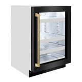 ZLINE Autograph Edition 24-Inch Touchstone 151 Can Beverage Fridge with Black Stainless Steel Glass Door and Polished Gold Helix Handle (RBSOZ-BS-24-KG)
