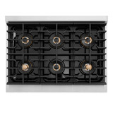 ZLINE Autograph Edition 36-Inch 5.2 cu. ft. Paramount Dual Fuel Range with 6 Burner DuoPro™ Cooktop and Electric Convection Oven with Black Matte Door and Polished Gold Accents (PSDRZ-BLM-36-G)