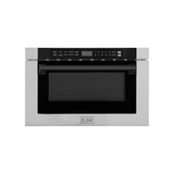 ZLINE 5-Piece Appliance Package - 48-Inch Dual Fuel Range, Hood, Refrigerator with Water Dispenser, Dishwasher, and Microwave Drawer in Stainless Steel with Matte Black Accents