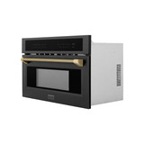ZLINE Autograph 30-Inch Microwave Oven in Black Stainless Steel and Champagne Bronze Helix Handle (MWOZ-30-BS-KCB)