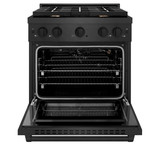 ZLINE 30-Inch 4.2 Cu. Ft. Paramount Gas Range with Convection Gas Oven in Black Satin Stainless Steel with 4 Brass Burners (SGRBS-BR-30)