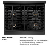 ZLINE 30-Inch 4.2 Cu. Ft. Paramount Gas Range with Convection Gas Oven in Black Satin Stainless Steel with 4 Brass Burners (SGRBS-BR-30)