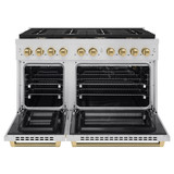 ZLINE Autograph 48-Inch Paramount Gas Range in Stainless Steel with Champagne Bronze Helix Handles (SGRZ-48-KCB)