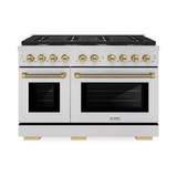 ZLINE Autograph 48-Inch Paramount Gas Range in Stainless Steel with Champagne Bronze Helix Handles (SGRZ-48-KCB)