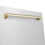 ZLINE 5-Piece Appliance Package - 36-Inch Gas Range, Hood, Refrigerator, Dishwasher, and Microwave Drawer in Stainless Steel with Gold Accents