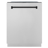 ZLINE Autograph Edition 3-Piece Appliance Package - 36-Inch Dual Fuel Range, Wall Mounted Range Hood, & 24-Inch Tall Tub Dishwasher in Stainless Steel with Matte Black Trim (3AKP-RARHDWM36-MB)