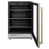 ZLINE Autograph Edition Appliance Package - 24-Inch Wine Cooler and 24-Inch Beverage Fridge in Stainless Steel with Champagne Bronze Accents (2AKP-RBV-RWV-CB)
