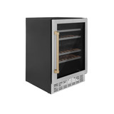 ZLINE Autograph Edition Appliance Package - 24-Inch Wine Cooler and 24-Inch Beverage Fridge in Stainless Steel with Champagne Bronze Accents (2AKP-RBV-RWV-CB)