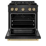 ZLINE Autograph 30-Inch 4.2 Cu. Ft. Paramount Dual Fuel Range with 4 Burner Gas Cooktop in Black Satin with Champagne Bronze Accents (SDRBSZ-30-CB)