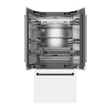 ZLINE Autograph Edition 36-Inch 19.6 cu. ft. French Door Built-In Bottom Freezer Refrigerator with Water Dispenser and Ice Maker in White Matte with Stainless Steel Interior and Matte Black Accents (SRBIVZ-WM-36-MB)