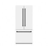 ZLINE Autograph Edition 36-Inch 19.6 cu. ft. French Door Built-In Bottom Freezer Refrigerator with Water Dispenser and Ice Maker in White Matte with Stainless Steel Interior and Matte Black Accents (SRBIVZ-WM-36-MB)