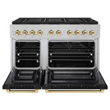 ZLINE Autograph Edition 48-Inch 6.7 cu. ft. Paramount Dual Fuel Range with 8 Burner DuoPro™ Cooktop and Dual Ovens in Satin Stainless Steel with Black Matte Doors and Polished Gold Accents (PSDRSZ-BLM48-G)