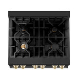 ZLINE Autograph Edition 4-Piece Appliance Package - 30-Inch Dual Fuel Range, Wall Mounted Range Hood, and 24-Inch Tall Tub Dishwasher in Black Stainless Steel with Gold Trim (4AKPR-RABRHDWV30-G)