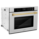 ZLINE Autograph Edition 2-Piece Appliance Package - 30-Inch Single Wall Oven with Self-Clean and 30-inch Built-In Microwave Oven in Satin Stainless Steel with Gold Trim