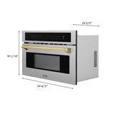 ZLINE Autograph Edition 2-Piece Appliance Package - 30-Inch Single Wall Oven with Self-Clean and 30-inch Built-In Microwave Oven in Satin Stainless Steel with Gold Trim