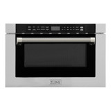 ZLINE Autograph 24-Inch Microwave Drawer in Stainless Steel and Polished Nickel Helix Handle (MWDZ-1-H-KPN)