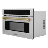 ZLINE Autograph 30-Inch Microwave Oven in Stainless Steel and Polished Gold Helix Handle (MWOZ-30-KG)