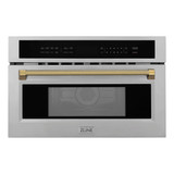 ZLINE Autograph 30-Inch Microwave Oven in Stainless Steel and Polished Gold Helix Handle (MWOZ-30-KG)