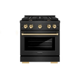 ZLINE Autograph 30-Inch 4.2 Cu. Ft. Paramount Gas Range with 4 Burner Cooktop Oven in Black Satin and Gold Accents (SGRBSZ-30-G)
