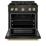 ZLINE Autograph 30-Inch 4.2 Cu. Ft. Paramount Gas Range with 4 Burner Cooktop Oven in Black Satin and Gold Accents (SGRBSZ-30-G)