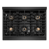 ZLINE Designer 36-Inch Paramount Gas Rangetop with 6 Burner DuoPro™ Cooktop in Black Satin with Black and Champagne Accents (PSRTBSZ-36-MBCB)