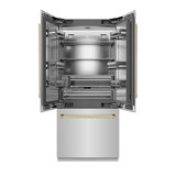ZLINE Autograph Edition 36-Inch 19.6 cu. ft. French Door Built-In Bottom Freezer Refrigerator with Water Dispenser and Ice Maker in Stainless Steel with Stainless Steel Interior and Polished Gold Accents (SRBIVZ-304-36G)