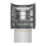 ZLINE Autograph Edition 36-Inch 19.6 cu. ft. French Door Built-In Bottom Freezer Refrigerator with Water Dispenser and Ice Maker in Stainless Steel with Stainless Steel Interior and Polished Gold Accents (SRBIVZ-304-36G)