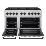 ZLINE Autograph Edition 2-Piece Appliance Package - 48-Inch Gas Range & Wall Mounted Range Hood in Stainless Steel and White Door with Matte Black Trim (2AKPR-SGRWMRH48-MB)