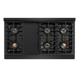 ZLINE Autograph 48-Inch Paramount DuoPro Gas Range in Black Stainless Steel with Polished Gold Helix Handles (PSGRBZ-48-KG)