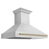 ZLINE Autograph Edition 3-Piece Appliance Package - 48-Inch Gas Range, Wall Mounted Range Hood, & 24-Inch Tall Tub Dishwasher in Stainless Steel with Champagne Bronze Trim (3AKPR-SGRRH48-CB)