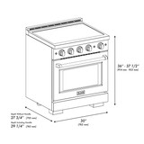 ZLINE 30-Inch, 4.2 Cu. Ft. Paramount Induction Range with 4 Element Cooktop and Electric Convection Oven in Stainless Steel with Champagne Bronze Accents (SINRZ-30-CB)