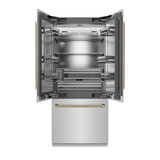 ZLINE Autograph 36-Inch French Door Refrigerator with Stainless Interior and Gold Helix Handles (SRBIVZ-30436KG)
