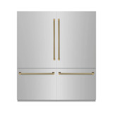 ZLINE Autograph 72-Inch Built-In Refrigerator w/ Gray Interior and Polished Gold Helix Handles (GRBITZ-30472KG)