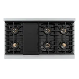ZLINE Autograph Edition 48-Inch 6.7 cu. ft. Paramount Gas Range with 8 Burner DuoPro™ Cooktop and Dual Ovens in Satin Stainless Steel with Black Matte Doors and Champagne Bronze Accents (PSGRSZ-BLM48-CB)