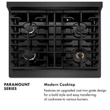 ZLINE 30-Inch 4.2 Cu. Ft. Paramount Gas Range with 4 Burner Cooktop and Convection Gas Oven in Black Satin (SGRBS-30)