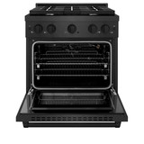 ZLINE 30-Inch 4.2 Cu. Ft. Paramount Gas Range with 4 Burner Cooktop and Convection Gas Oven in Black Satin (SGRBS-30)