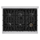 ZLINE 5-Piece Appliance Package - 36-Inch Dual Fuel Range, Hood, Refrigerator, Dishwasher, and Microwave Drawer in Stainless Steel