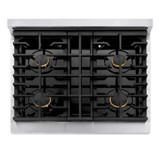 ZLINE Autograph Edition 2-Piece Appliance Package - 30-Inch Gas Range & Wall Mounted Range Hood in Stainless Steel with Gold Trim (2AKP-SGRRH30-G)