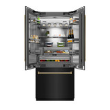 ZLINE Autograph 36-Inch Black Stainless Steel French Door Fridge w/ Stainless Interior & Gold Helix Handles (SRBIVZ-BS36KG)