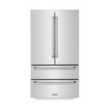 ZLINE 5-Piece Appliance Package - 30-Inch Gas Range, Refrigerator, Convertible Wall Mount Hood, Microwave Drawer, and 3-Rack Dishwasher in Stainless Steel (5KPR-SGRRH30-MWDWV)