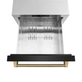 ZLINE Autograph 24-Inch Touchstone Refrigerator Drawer with Black Stainless Steel Doors & Bronze Helix Handles (RDSOZ-BS-24-KCB)