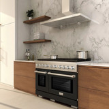 ZLINE 48-Inch 6.7 cu. ft. Paramount Dual Fuel Range with 8 Burner DuoPro™ Cooktop and Dual Ovens with Black Matte Doors (PSDR-BLM-48)