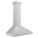 ZLINE 4-Piece Appliance Package - 36-Inch Paramount Induction Range, Wall Mount Range Hood, Refrigerator with Water Dispenser, and Dishwasher in Stainless Steel with Polished Gold Trim