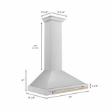 ZLINE 4-Piece Appliance Package - 36-Inch Paramount Induction Range, Wall Mount Range Hood, Refrigerator with Water Dispenser, and Dishwasher in Stainless Steel with Polished Gold Trim