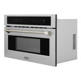 ZLINE Autograph 30-Inch Microwave Oven in Stainless Steel and Polished Nickel Helix Handle (MWOZ-30-KPN)