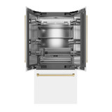 ZLINE Autograph Edition 36-Inch 19.6 cu. ft. French Door Built-In Bottom Freezer Refrigerator with Water Dispenser and Ice Maker in White Matte with Stainless Steel Interior and Champagne Bronze Accents (SRBIVZ-WM-36-CB)